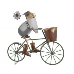 Metalowy krasnal na rowerze z osonk¥ H53cm