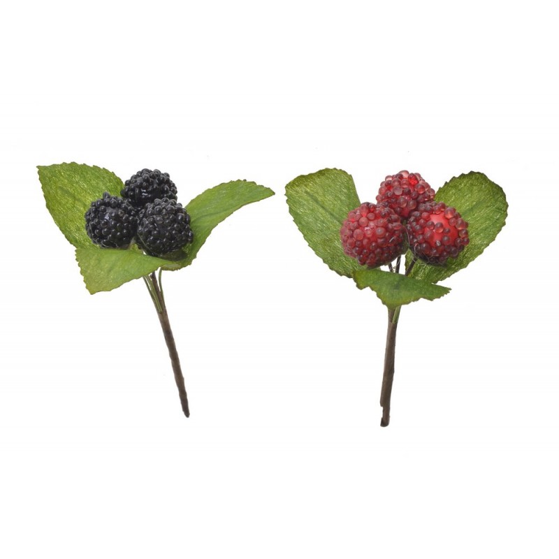 Malinki/ jeżyny 3szt-pęcz x12..10cm...RED-BLACK