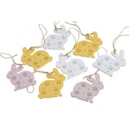 Zające wykrawanki, 8szt-pacz..6cmL x 0,5cmW x7cmH..100-20 bags..8 pcs-bag....PK-WH-YL