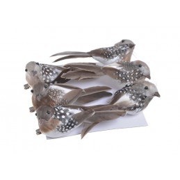 Ptak na klipie, 6szt-paczka..11cmL... NAT