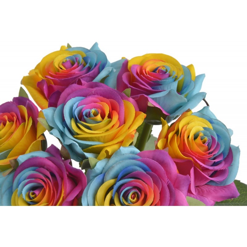 Tęczowa róża 7szt-pęcz. ..35cm..72-12 bu..7 pcs-bu