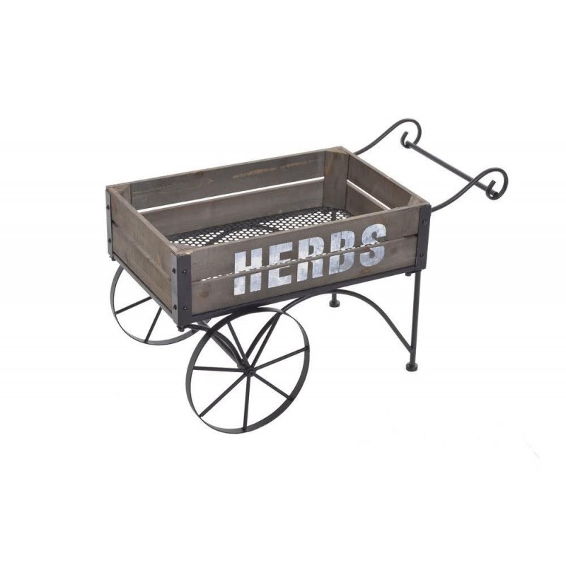 Metalowy wózek ze skrzynką..63cmLx32,5cmWx36cmH..1-0 pcs......BLACK-BROWN