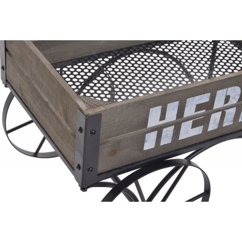 Metalowy wózek ze skrzynką..63cmLx32,5cmWx36cmH..1-0 pcs......BLACK-BROWN