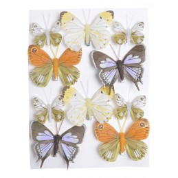 Motylki na klipie 10szt/kpl..4,5-7,5cm OR-PUR-YL