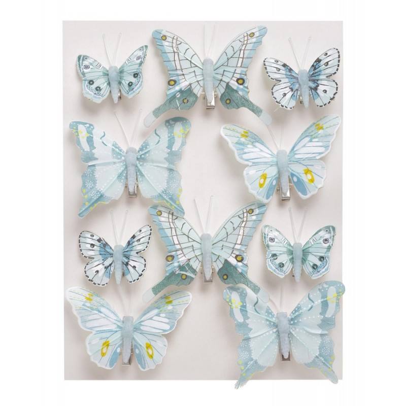 Motylki na klipie 10szt-pacz..4,5cm, 6,5cm, 8cm...MINT