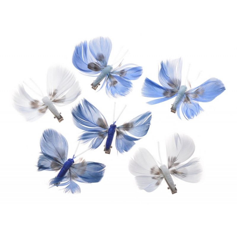 Motyl na klipie 6szt-kpl..6cmH...BLUE