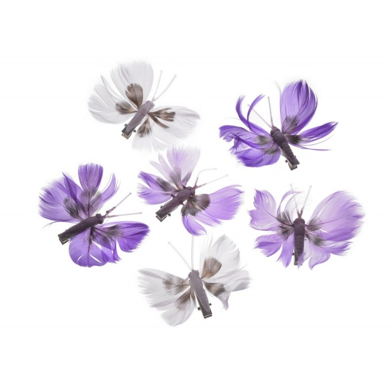 Motyl na klipie 6szt-kpl..6cmH...PURPLE