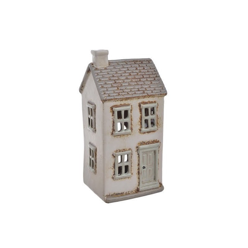 Domek ceramiczny..19cmH..24-1 pcs......CREAM-GREY