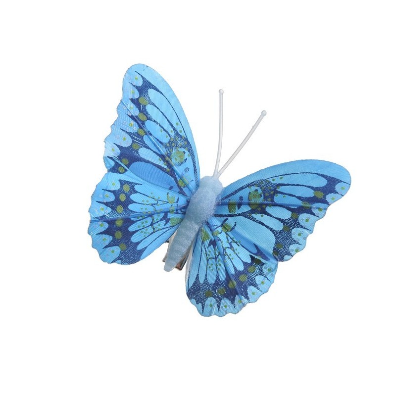 Motyl 8cm na klipie 12szt_12pcs set_100sets_blue