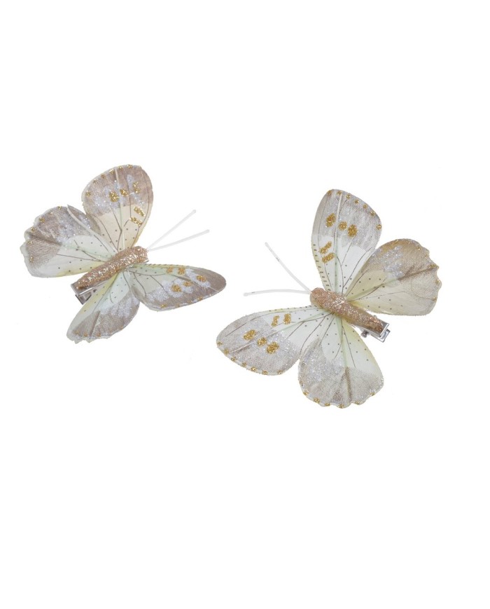 Motylki brokacone, 6szt-pacz..8cmL x 6cmH..120-1 bags..6 pcs-bag....CREAM