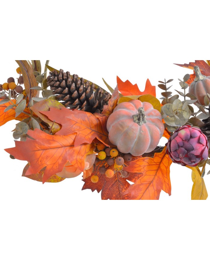 Obręcz z szyszkami i dynią..40cmHx58cmL (31cmØ)..12-0 pcs