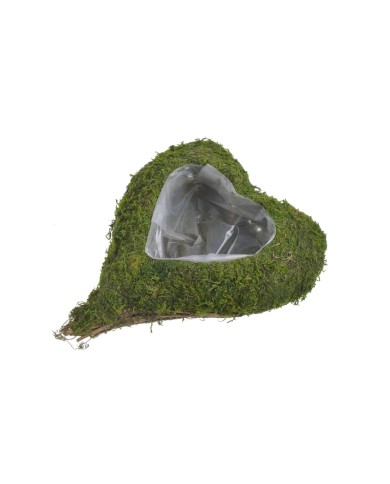 Osłonka serce z mchem ..28cmL x 23cmW x 6cmH...GREEN-NAT