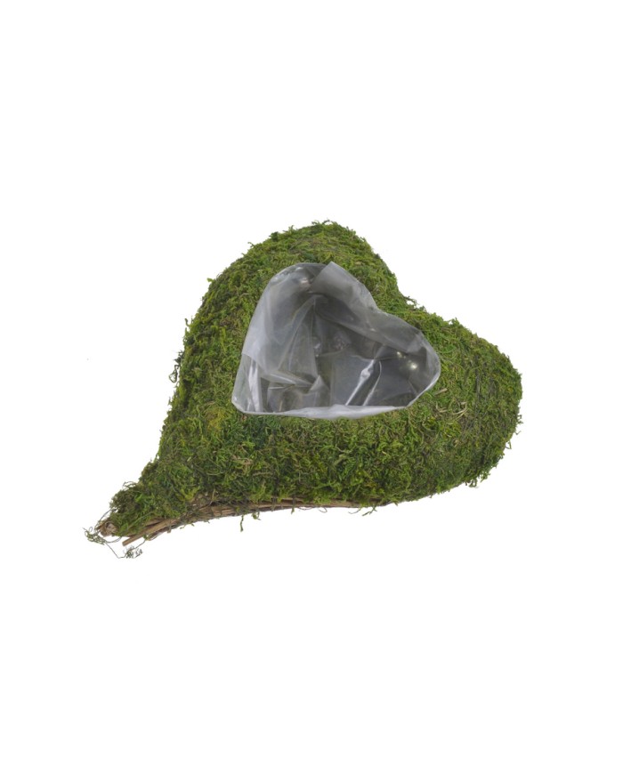 Osłonka serce z mchem ..28cmL x 23cmW x 6cmH...GREEN-NAT