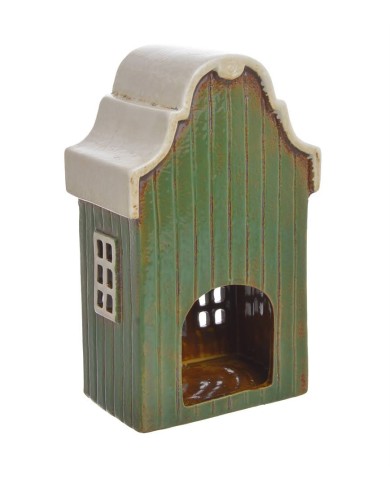 Domek ceramiczny...15cmLx10cmWx25cmH...1-12 pcs...GREEN-WHITE