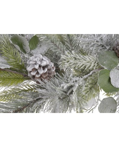 Ośnieżony wianek z szyszkami..60cm..6-0 pcs......GREEN-WHITE.