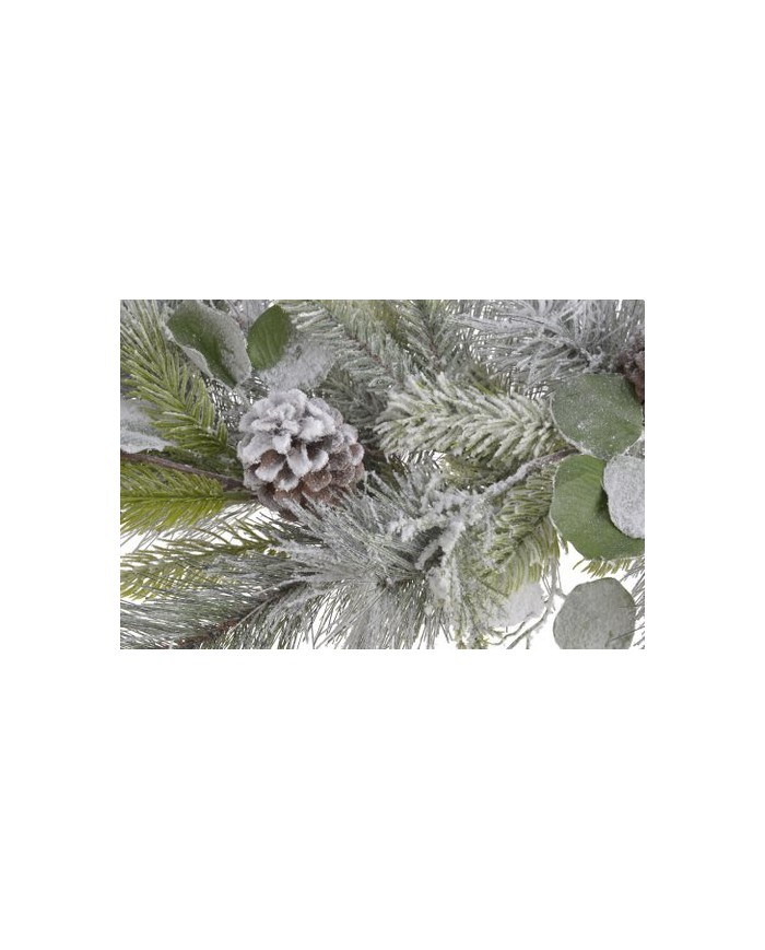 Ośnieżony wianek z szyszkami..60cm..6-0 pcs......GREEN-WHITE.