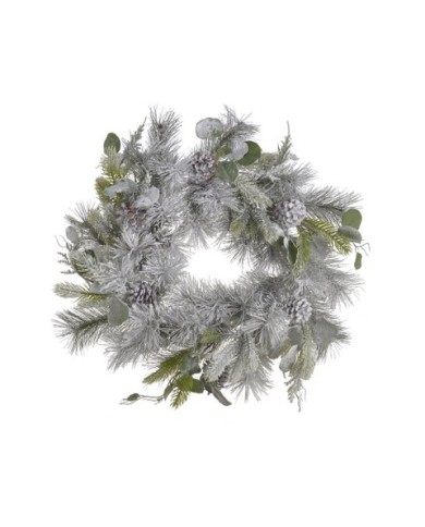 Ośnieżony wianek z szyszkami..60cm..6-0 pcs......GREEN-WHITE.