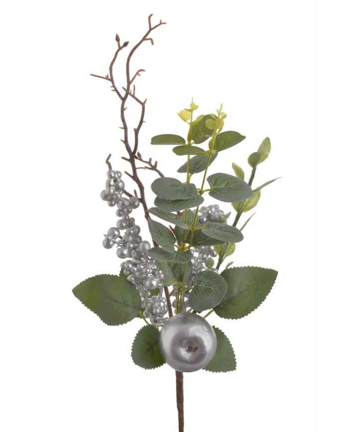 Pik świąteczny z jabłkiem ..37cm..192-24 pcs......SILVER