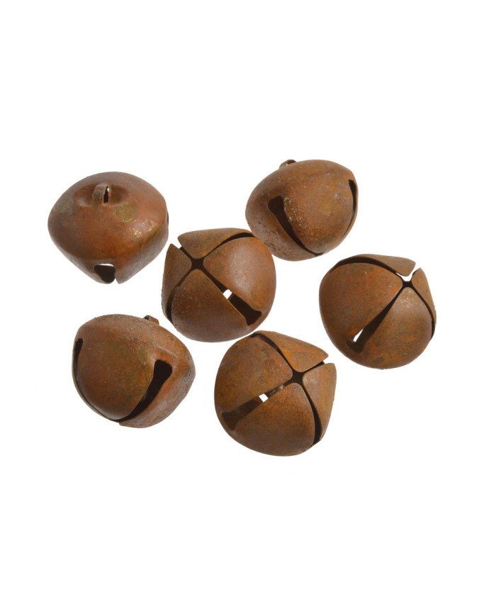 Dzwonki metalowe 4cm, 6szt-pacz RUSTY..4cm∅ x 3,5cmH..144-12 bags..6 pcs-bag....RUSTY