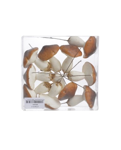 Grzyby na piku 10szt-pacz - art. dekoracyjny...(5cm∅ x 6cmH) x 12cmH..48-12 bags..10 pcs-bag....BROWN (2)