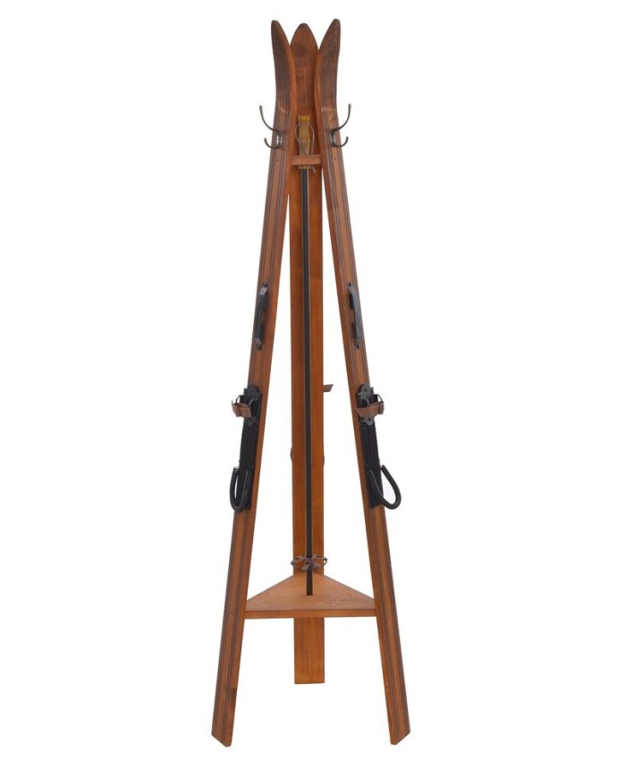 Drewniany wieszak z nart 170cm..48cmLx48cmWx170cmHBROWN-BLACK..1-1 pcs