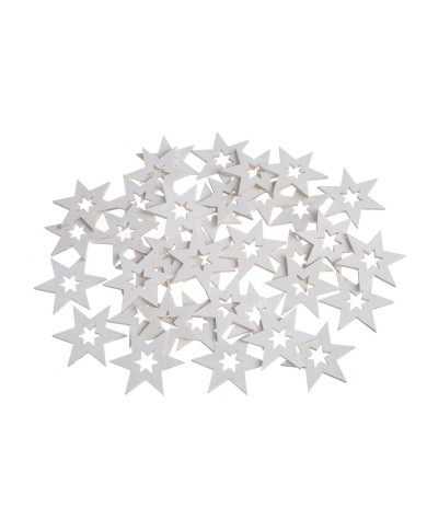 Drewniana wykrawanka- gwiazdka 36szt-pacz..4,5cmL x 0,2cmW x 4,5cmH..96-24 bags..36 pcs-bag....WHITE