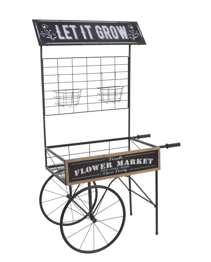 Metalowy kwietnik wózek..100cmL x 57cmW x 175cmH..1-1 pcs......BLACK