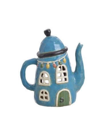 Dzbanek domek ceramiczny..17,5cmL x 10cmW x 19,5cmH..12-1 pcs......BLUE