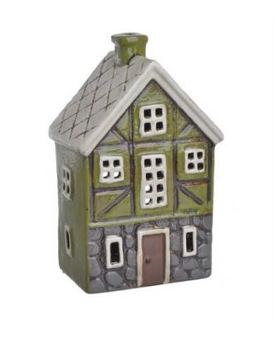 Domek ceramiczny...21,5cmH....GREEN-GREY