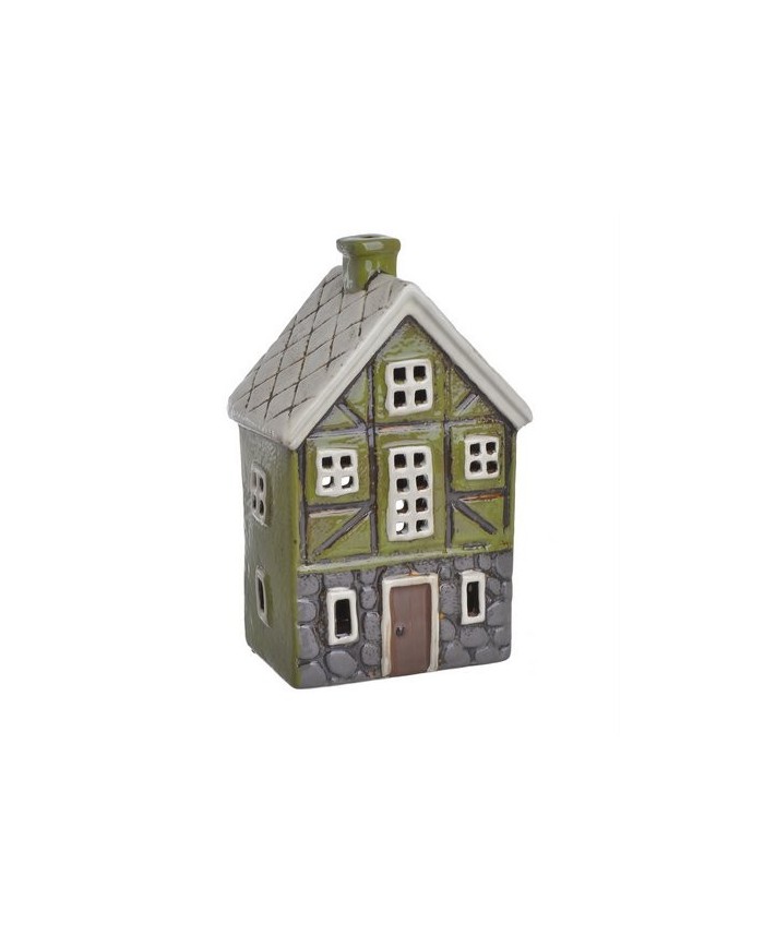Domek ceramiczny...21,5cmH....GREEN-GREY