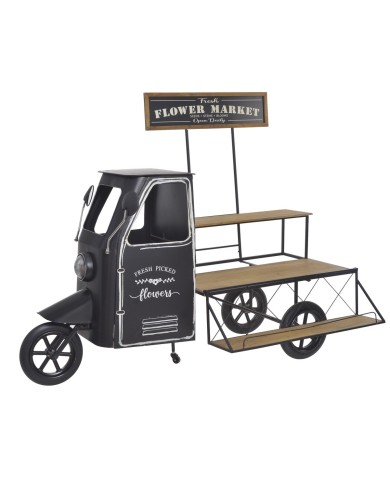 Metalowy kwietnik wózek..167cmL x 79cmW x 132,5cmH..1-1 pcs......BLACK-NATURAL