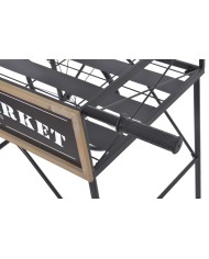 Metalowy kwietnik wózek..167cmL x 79cmW x 132,5cmH..1-1 pcs......BLACK-NATURAL