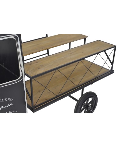 Metalowy kwietnik wózek..167cmL x 79cmW x 132,5cmH..1-1 pcs......BLACK-NATURAL