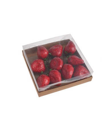 Truskawki na piku 10szt-pacz...11,5cmL (4cmLx5cmWx3cmH)...RED