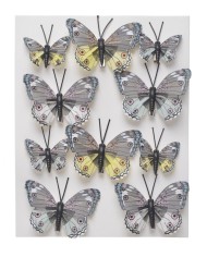 Motylki na klipie 10szt-kpl..(5cmLx0,5cmWx5cmH), (7,5cmLx0,5cmWx6-6,5cmH)..80-80 sets..10 pcs-set....BEIGE
