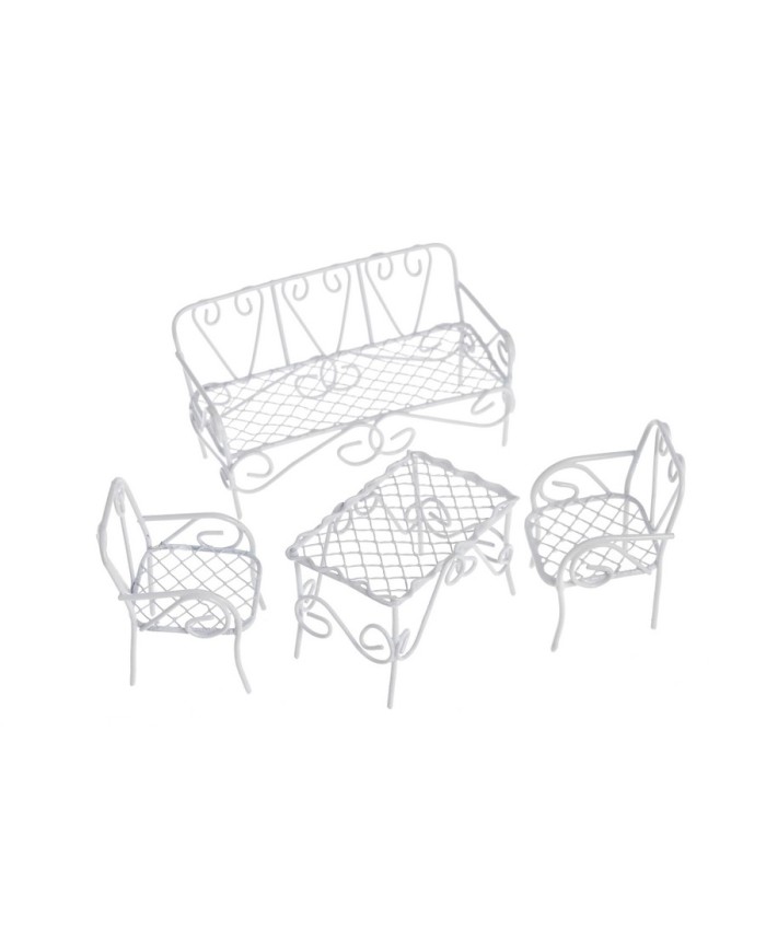 Zestaw mebli metalowych 4szt..(1pcs-H5,5cmxL10cm), (1pcs-H4cmxL6cm), (2pcs-H5,5cm, L3,5cm)..48-1 sets..4 pcs-set....WHIT