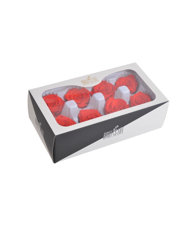 Główki róż stabilizowanych 8szt-pacz - suszony kwiat..4cmØx4cmH..24-24 bags..8 pcs-bag....RED