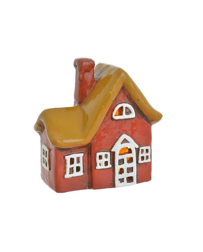 Domek ceramiczny H13cm LED, baterie 2xLR44 w zestawie