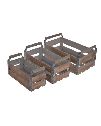 Drewniane skrzynki z uchwytami 3szt