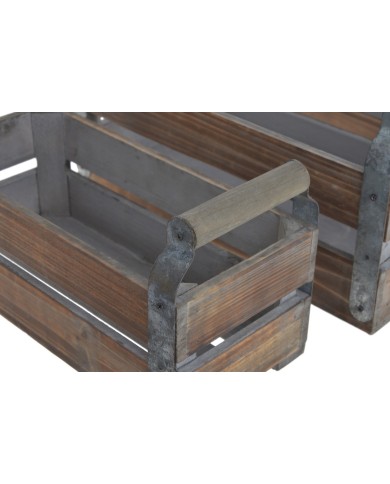 Drewniane skrzynki z uchwytami 3szt