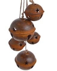 Girlanda z metalowymi dzwonkami x6 RUSTY..5-8cm∅x50cmH