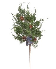 Gałązka iglasta z głogiem..64cm..120-12 pcs......GREEN-BLUE