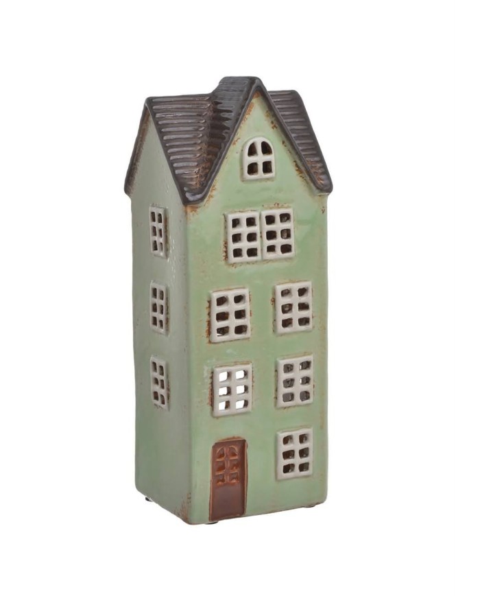 Domek ceramiczny...22,5cmH....LT.GREEN-GREY