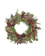 Wianek z eukaliptusem i dzwoneczkami..55cm..10-2 pcs......GREEN-RED