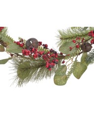 Girlanda z eukaliptusem i dzwoneczkami...GREEN-RED