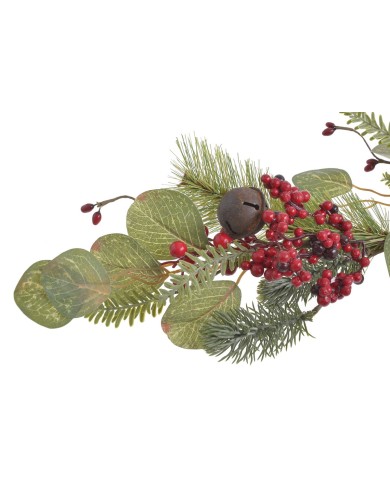 Girlanda z eukaliptusem i dzwoneczkami...GREEN-RED