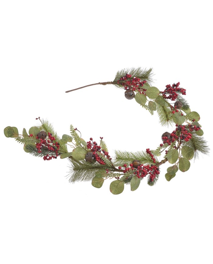 Girlanda z eukaliptusem i dzwoneczkami...GREEN-RED