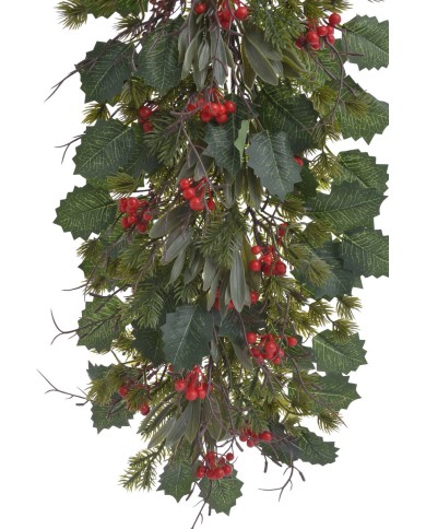 Girlanda z ostrokrzewem..144cm..40-10 pcs......GREEN-RED