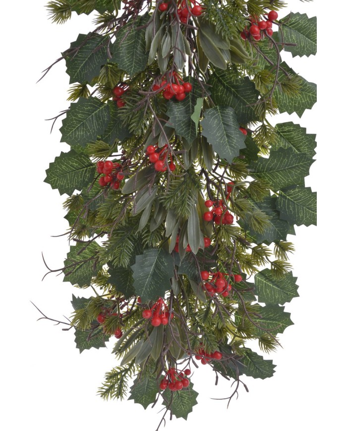 Girlanda z ostrokrzewem..144cm..40-10 pcs......GREEN-RED