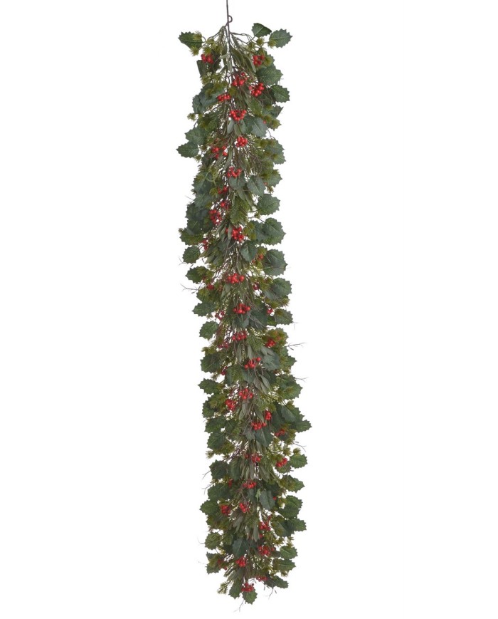 Girlanda z ostrokrzewem..144cm..40-10 pcs......GREEN-RED